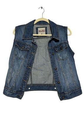 MUDD Denim Jean Vest Size Medium Vintage Medium Wash Summer Beach Hippie Boho